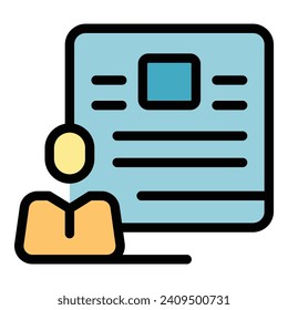 Learning icon outline vector. System lms. Training education color flat