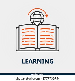 learning icon, premium bicolor learning icon.