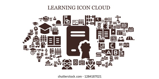  learning icon set. 93 filled learning icons. Simple modern icons about  - Diploma, Learning, Education, Book, Library, Abacus, Blackboard, Graduation, Professor, Graduates, Telescope