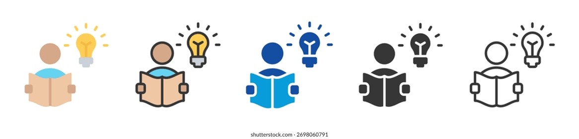 learning icon set multi style various collection