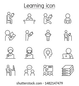 Learning icon set in thin line style