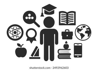 Learning Icon Silhouette Vector Design.