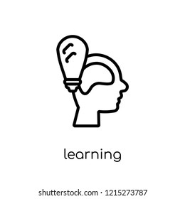 Learning icon. Trendy modern flat linear vector Learning icon on white background from thin line E-learning and education collection, editable outline stroke vector illustration