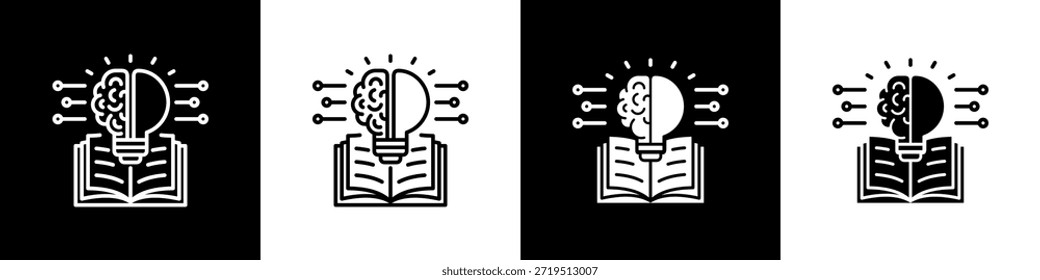 Icono De Aprendizaje Con Estilo Mínimo Variativo Negro Blanco