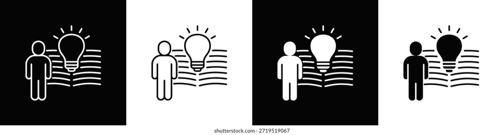Icono De Aprendizaje Con Estilo Mínimo Variativo Negro Blanco