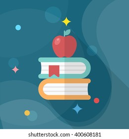Learning icon , Vector flat long shadow design. In education concept.