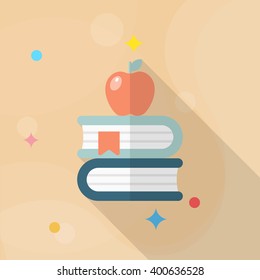 Learning icon , Vector flat long shadow design. In education concept.