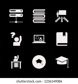 learning icon. learning vector icons set books, server, teacher in classroom and graduation hat