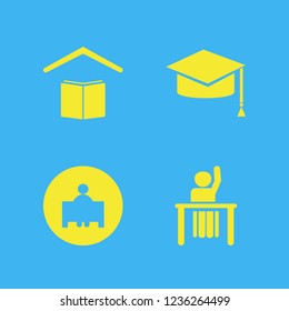 learning icon. learning vector icons set ask pupil, teacher, graduation hat and school