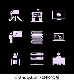 learning icon. learning vector icons set online education, books, online teaching and teacher at blackboard
