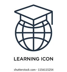 Learning icon vector isolated on white background, Learning transparent sign , thin pictogram or outline symbol design in linear style