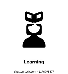Learning icon vector isolated on white background, logo concept of Learning sign on transparent background, filled black symbol