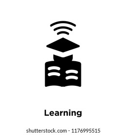 Learning icon vector isolated on white background, logo concept of Learning sign on transparent background, filled black symbol