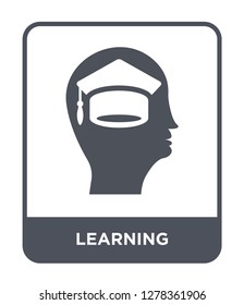 learning icon vector on white background, learning trendy filled icons from Brain process collection, learning vector illustration