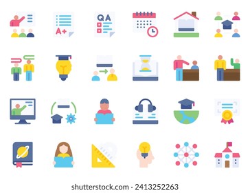 Learning icon vector set. Learn Delivery icon set. Study flat color icon collection. Editable icon vector