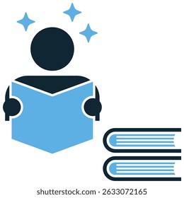 Learning icon vector for skill development, knowledge gain, and educational process. Ideal for training, school, or self-improvement design in study or classroom setting.