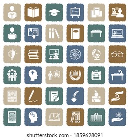 Learning Icons. Grunge Color Flat Design. Vector Illustration.