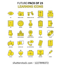 Learning icons Icon Set. Yellow Futuro Latest Design icon Pack