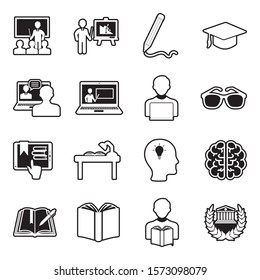 Aprendiendo Iconos. Línea con diseño de relleno. Ilustración vectorial.