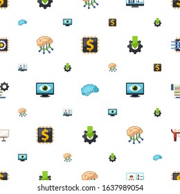 Learning Icons Pattern Seamless. Included Editable Flat Blended Learning, AI Architecture, Webinar, Deep Learning, Computer Vision, Online Tutorial Icons. Icons For Web And Mobile.