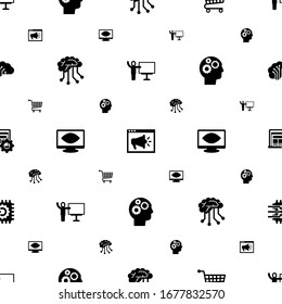 Learning Icons Pattern Seamless. Included Editable Filled Coach, Video Training, Distance Exam, Deep Learning, Computer Vision, Cognitive Science Icons. Learning Icons For Web And Mobile.