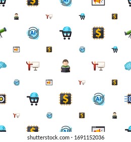 learning icons pattern seamless. Included editable flat eLearning, Reading, Video training, AI Pattern, coach, Blended Learning, AI Architecture icons. learning icons for web and mobile.