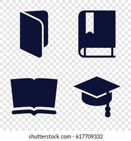 Learning icons set. set of 4 learning filled icons such as book