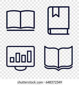 Learning icons set. set of 4 learning outline icons such as book
