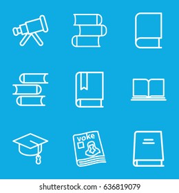 Learning icons set. set of 9 learning outline icons such as book, magazine, telescope