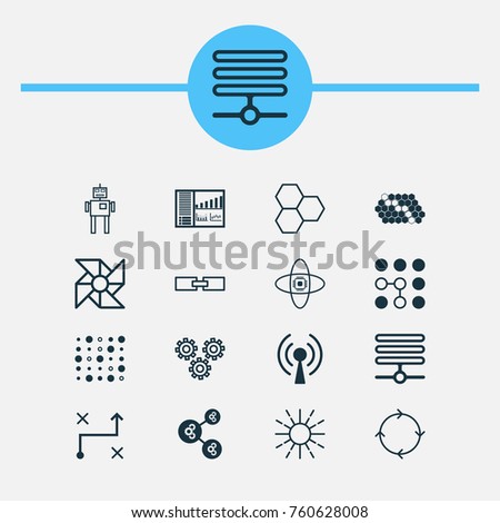 Learning Icons Set With Atomic Cpu, Algorithm Illustration, Hive Pattern And Other Variable Architecture  Elements. Isolated Vector Illustration Learning Icons.