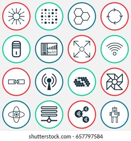 Learning Icons Set. Collection Of Algorithm Illustration, Lightness Mode, Information Components And Other Elements. Also Includes Symbols Such As Base, Toy, Wifi.