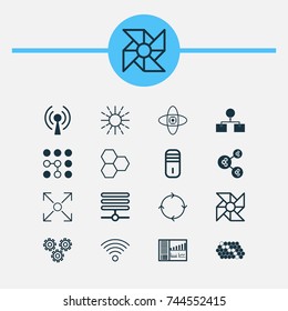 Learning Icons Set. Collection Of Algorithm Illustration, Analysis Diagram, Information Components And Other Elements. Also Includes Symbols Such As Algorithm, Network, Brightness.