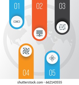 Learning Icons Set. Collection Of Information Base, Variable Architecture, Atomic Cpu And Other Elements. Also Includes Symbols Such As Variable, Fan.