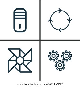 Learning Icons Set. Collection Of Recurring Program, Mechanism Parts, Mainframe And Other Elements. Also Includes Symbols Such As Algorithm, Loop, Prong.
