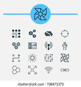 Learning Icons Set. Collection Of Wireless Communications, Cyborg, Information Components And Other Elements. Also Includes Symbols Such As Cycle, Illustration, Computer.