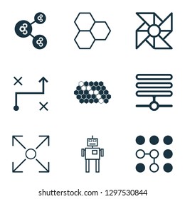 Learning icons set with computer cooler, algorithm, conditional algorithm and other laptop ventilator elements. Isolated vector illustration learning icons.
