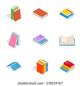 Learning icons set. Isometric 3d illustration of 9 learning vector icons for web