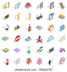 Learning icons set. Isometric style of 36 learning vector icons for web isolated on white background