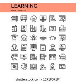Learning Icons Set. UI Pixel Perfect Well-crafted Vector Thin Line Icons. The illustrations are a vector.