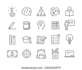 Learning Icons - Vector Line. Editable Stroke.