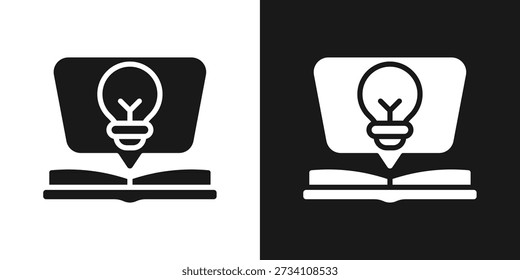 Icono de la idea de aprendizaje en estilo de glifo blanco y negro