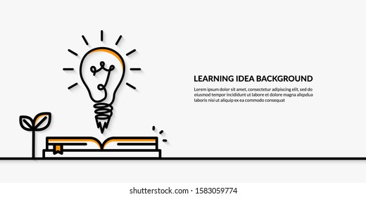 Learning idea with launching light bub on clean background, back to school concept