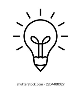 Learning idea line icon illustration. contains light bulb icon with pencil icon. Illustration of icon related to education. Simple design editable