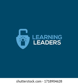 Learning institute logo design with using unlocked padlock template