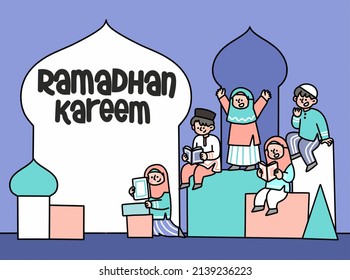 Aprender Islam juntos Ramadhan Kareem Banner Ilustración Activo 3