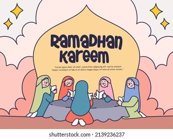 Learning Islam Together Ramadhan Kareem Banner Illustration Asset 4
