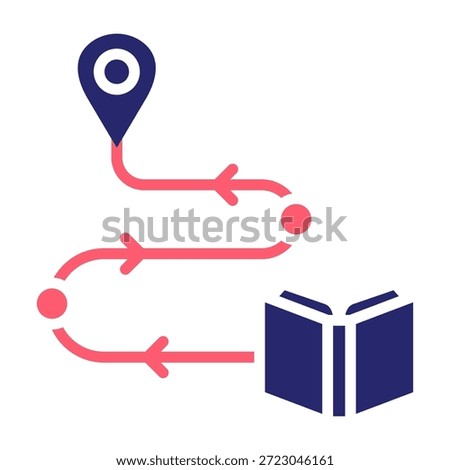 Learning Journey Icon Color Fill Style Vector Illustration