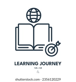 Learning Journey Icon. Education, Knowledge, Book. Editable Stroke. Simple Vector Icon