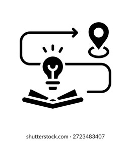 Icono de viaje de aprendizaje Ilustración vectorial de glifos