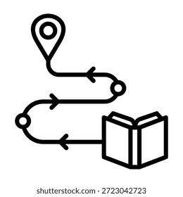 Ilustración vectorial de estilo de línea de icono de viaje de aprendizaje